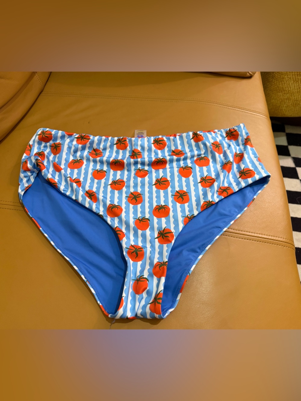 High waisted full coverage Tomato-Print Bikini Bottoms